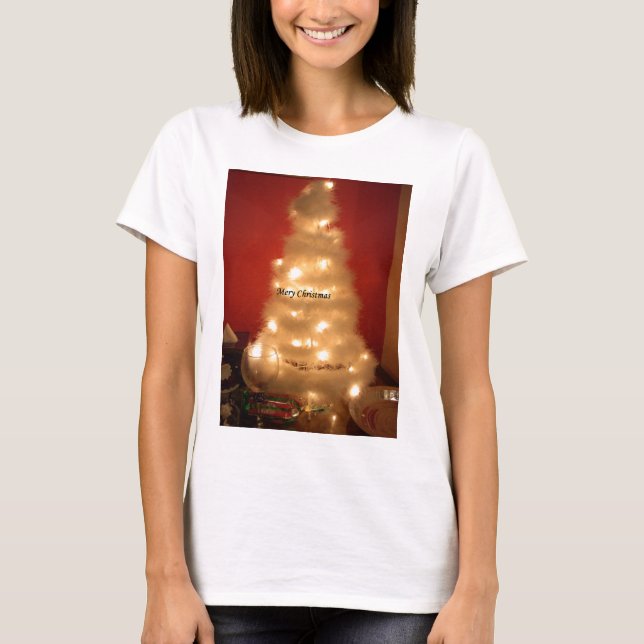 Camiseta Árbol blanco de Navidad decorado (Anverso)