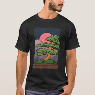 Camiseta Árbol Bonsai de jardín de sol estético japonés