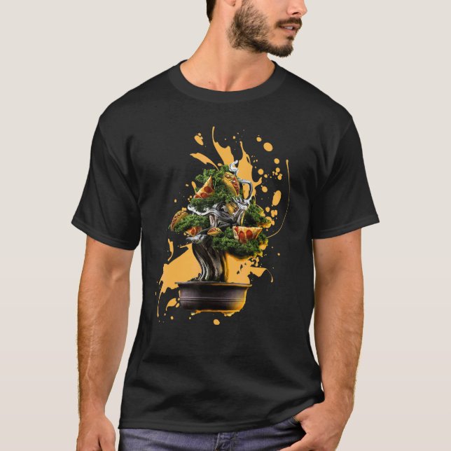 Camiseta Árbol Bonsai Japonés Con Pizza Taco (Anverso)