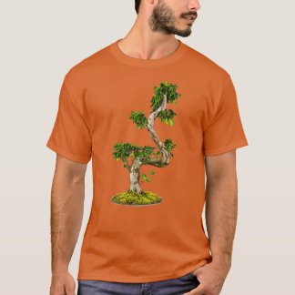Camiseta Árbol Bonsai verde mano Naturaleza aislado blanco 