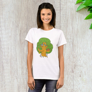Camiseta Árbol con animales forestales adornan la naturalez