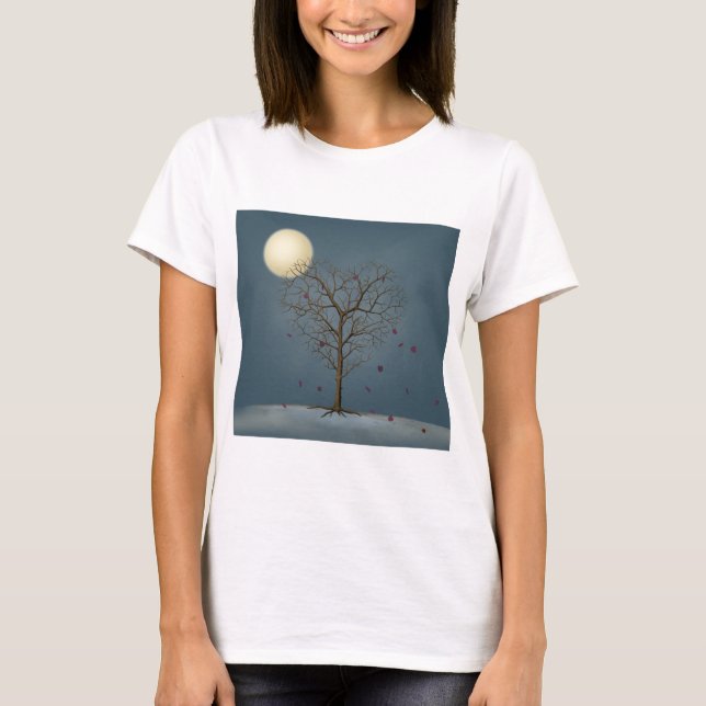 Camiseta Árbol con forma de corazón melancólico bajo la lun (Anverso)