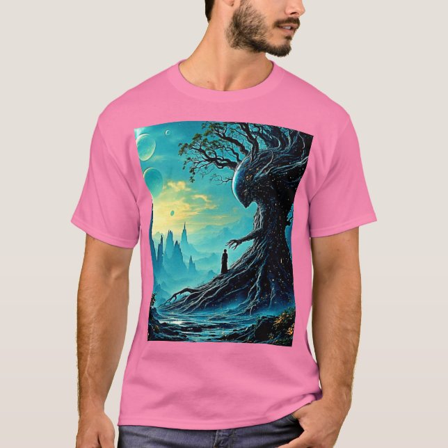 Camiseta Árbol cósmico de la fantasía de la vida (Anverso)