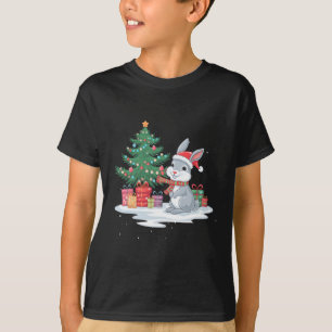 Camiseta Árbol de alumbrado de Navidad Santa Hat Conejo Bun