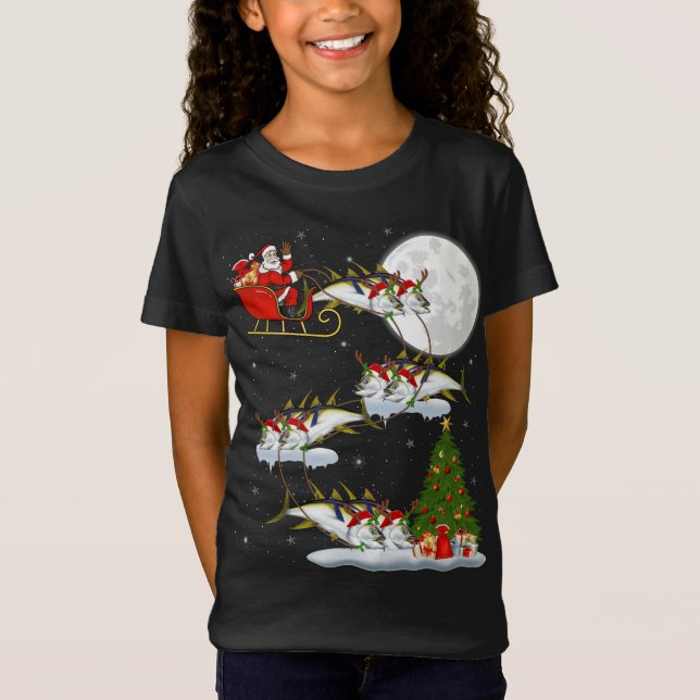 Camiseta Árbol de alumbrado de Navidad Santa Riding Atún de (Anverso)