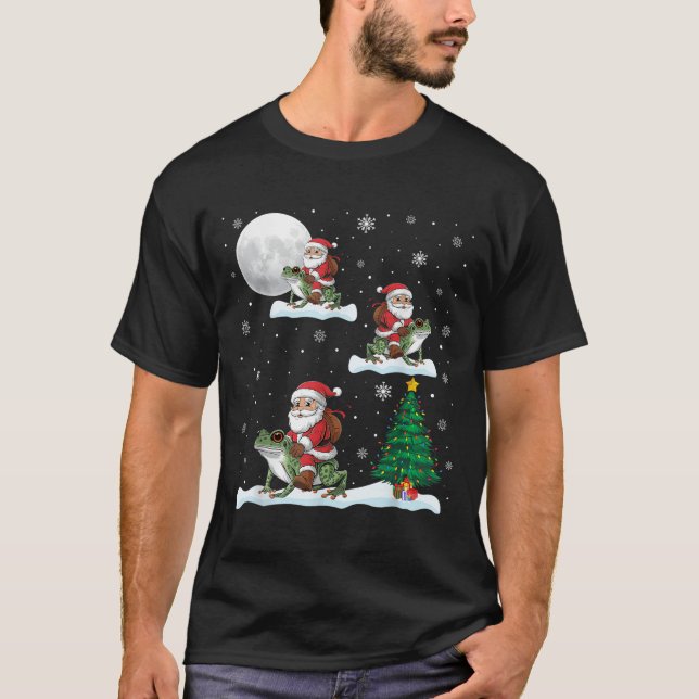 Camiseta Árbol de alumbrado de Navidad Santa Riding Ison Da (Anverso)