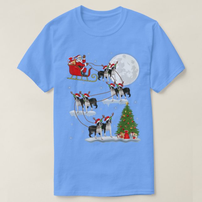 Camiseta Árbol de alumbrado navideño Santa Riding Boston Te (Diseño del anverso)