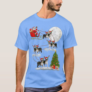 Camiseta Árbol de alumbrado navideño Santa Riding Boston Te