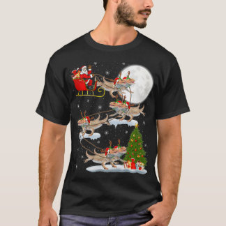 Camiseta Árbol de alumbrado navideño Santa Riding Dragon co