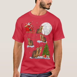 Camiseta Árbol de alumbrado navideño Santa Riding Gato Abys