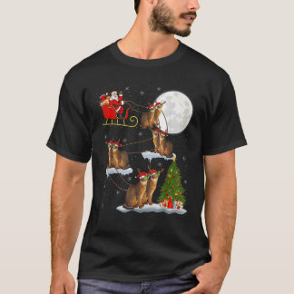 Camiseta Árbol de alumbrado navideño Santa Riding Gato Abys