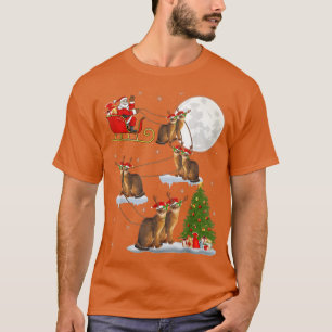 Camiseta Árbol de alumbrado navideño Santa Riding Gato Abys
