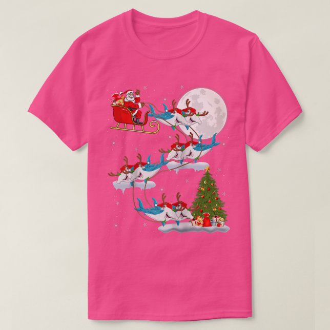 Camiseta Árbol de alumbrado navideño Santa Riding Hammerhea (Diseño del anverso)