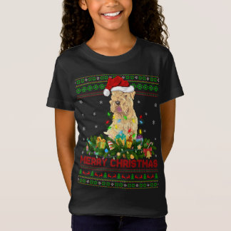 Camiseta Árbol de alumbrado navideño Santa Ugly Wheaten Ter