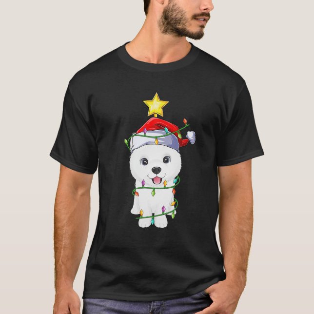 Camiseta Árbol de alumbrado Samoyed Dog Xmas que coincide c (Anverso)