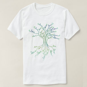 Camiseta Árbol de amor arte de la vida Verde azulado azul p
