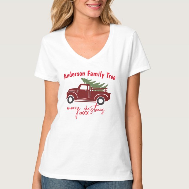 Camiseta Árbol de árbol de navidad de Feliz árbol de camion (Anverso)
