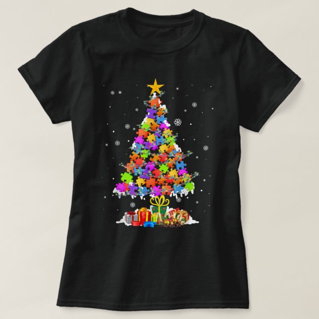 Camiseta Árbol de autismo Navidades Pajama Autismo Concienc (Diseño del anverso)