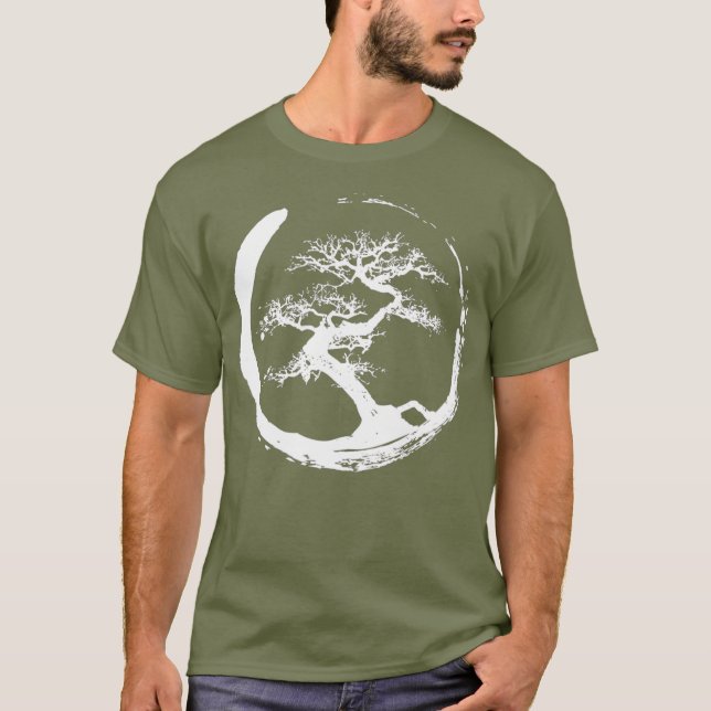 Camiseta Árbol de Bonsai Zen blanco Guay en círculo de Enso (Anverso)