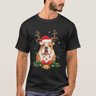 Camiseta Árbol de Bulldog inglés ilumina Santa Dog Xmas Reg