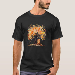 Camiseta Árbol de caída artístico con agua para gato Naranj