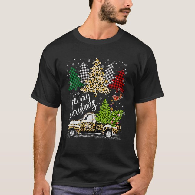 Camiseta Árbol de camión de búfalo leopardo navideño 2022 (Anverso)
