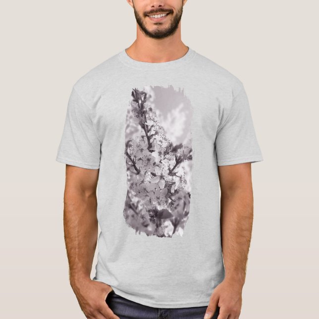 Camiseta Árbol De Cerezo Agudo Negro Y Blanco (Anverso)