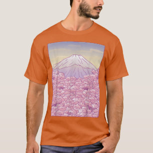 Camiseta Árbol de cerezo Japón Fuji japonés Sakura Gra