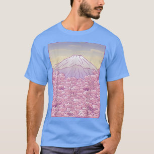 Camiseta Árbol de cerezo Japón Fuji japonés Sakura Gra