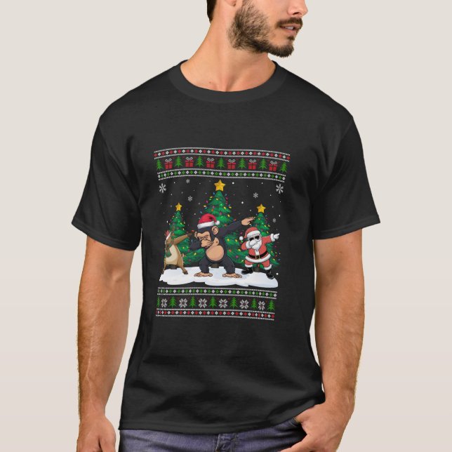 Camiseta Arbol de chimpancés de reno de Santa Dabbing (Anverso)
