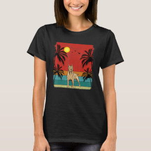 Camiseta Árbol de coco de playa gráfico retro Pitbull Dog  