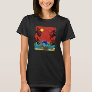 Camiseta Árbol de coco de playa retro gráfico Dachshund Dog