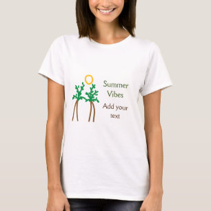 Camiseta árbol de coco marrón verde vibraciones de verano a