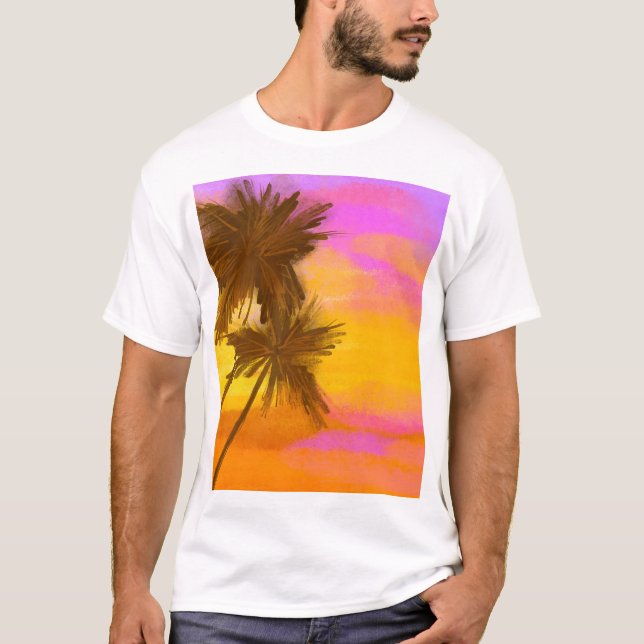 Camiseta Árbol de coco, tema tropical del verano. (Anverso)