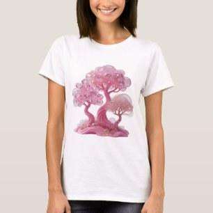 Camiseta Árbol de CRISTAL ROSA Plateado Juguetón Impreso