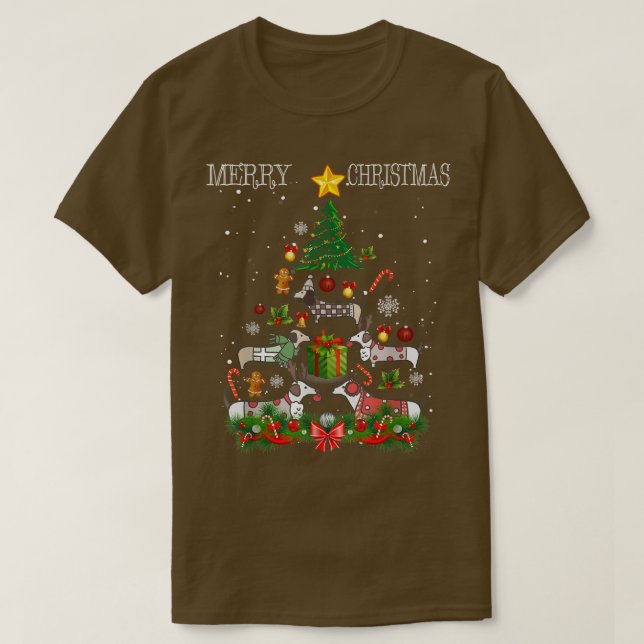 Camiseta Árbol de Dachshund navidad a juego de pijamas perr (Diseño del anverso)