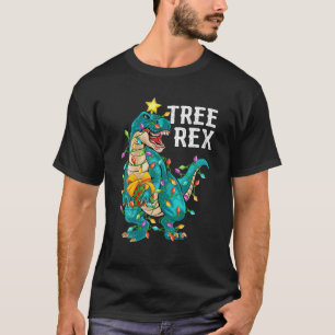 Camiseta Árbol de dinosaurios Rex Xmas enciende divertida d