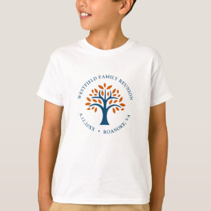 Camiseta Árbol de familia moderna de revisión azul de Reuni