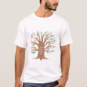 Camiseta Árbol de familia personalizado con hojas y pájaros