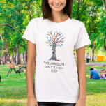 Camiseta Árbol de familia Rainbow de Reunión Familiar<br><div class="desc">¡Hay una camiseta de Reunión Familiar para todas las damas de la familia! Estas elegantes camisetas están decoradas con un árbol familiar en los colores del arcoiris. Personalizar con su apellido y el año. Este diseño único es una impresión de mi mosaico de árbol de familia que fue hecho de...</div>