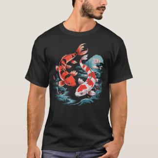 Camiseta Árbol de flor de cerezo japonés Koi Pez Yin