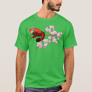 Camiseta Árbol de flores de cerezo japonés de panda roja