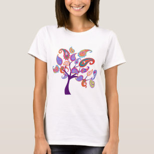 Camiseta Árbol de flores de paisley colorido