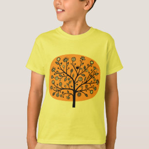 Camiseta Árbol de flores estilizado - Naranja ligero