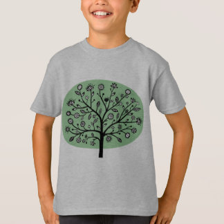 Camiseta Árbol de flores estilizado - verde desenfadado