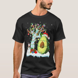 Camiseta Árbol de frutas aguacate Xmas Iluminación Santa Ha
