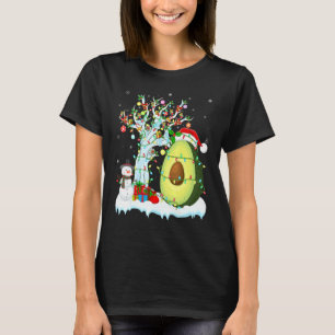 Camiseta Árbol de frutas aguacate Xmas Iluminación Santa Ha