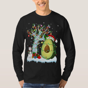 Camiseta Árbol de frutas aguacate Xmas Iluminación Santa Ha