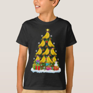 Camiseta Árbol de frutas bananeras de Navidad iluminando Sa