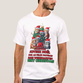 Camiseta Árbol de gato ilumina a Navidades que coinciden co